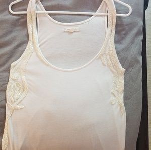 UO Silence + Noise Ivory Tank Beaded Detailing